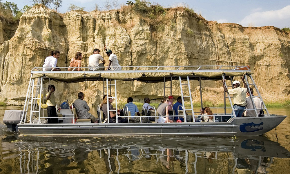 Boat cruise to the base of Murchison Falls